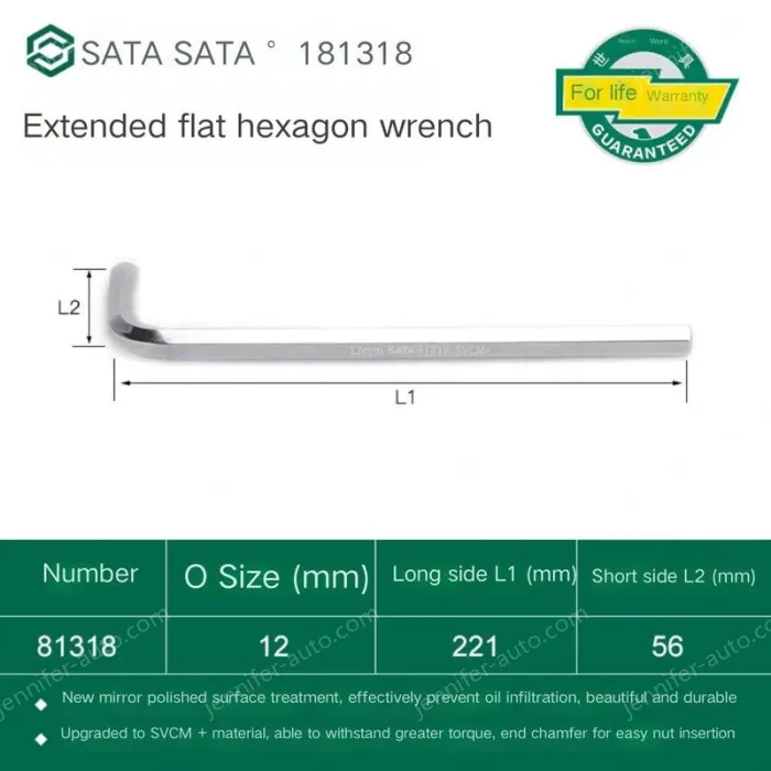 Extended flat head hex wrench 12mm 81318