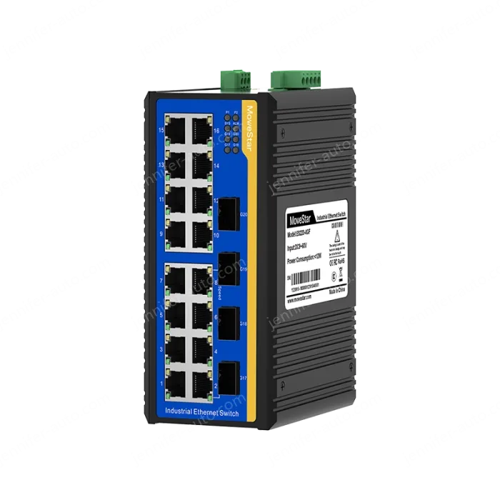 4 Ports Gigabit SFP + 16 Ports 10/100M T(x) Din-Rail Unmanaged Industrial Ethernet Switch