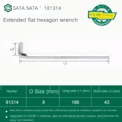 Extended flat head hex wrench 8mm 81314