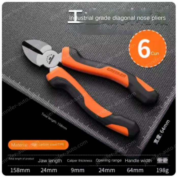 Industrial Grade 6 inch diagonal nose pliers