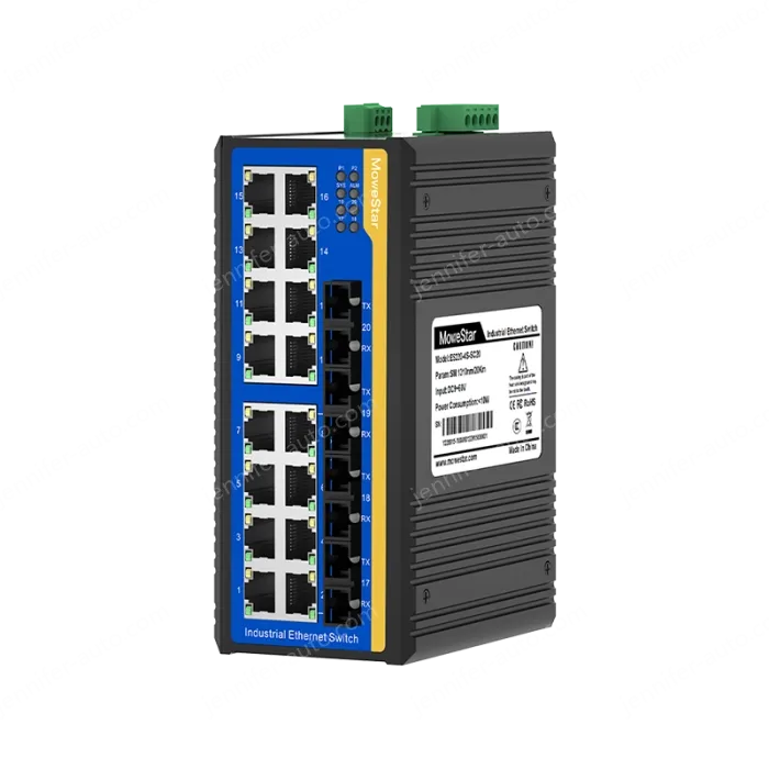 4 Ports 100M F(x) + 16 Ports 10/100M T(x) Din-Rail Unmanaged Industrial Ethernet Switch