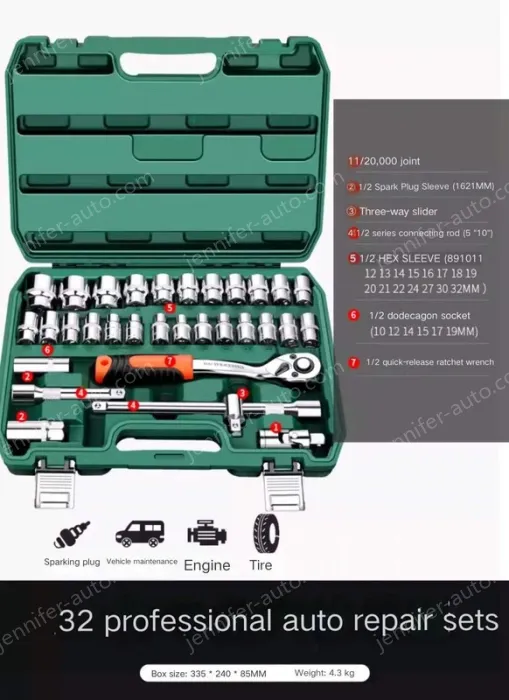 Upgraded 72-tooth bent handle auto repair 32-piece set