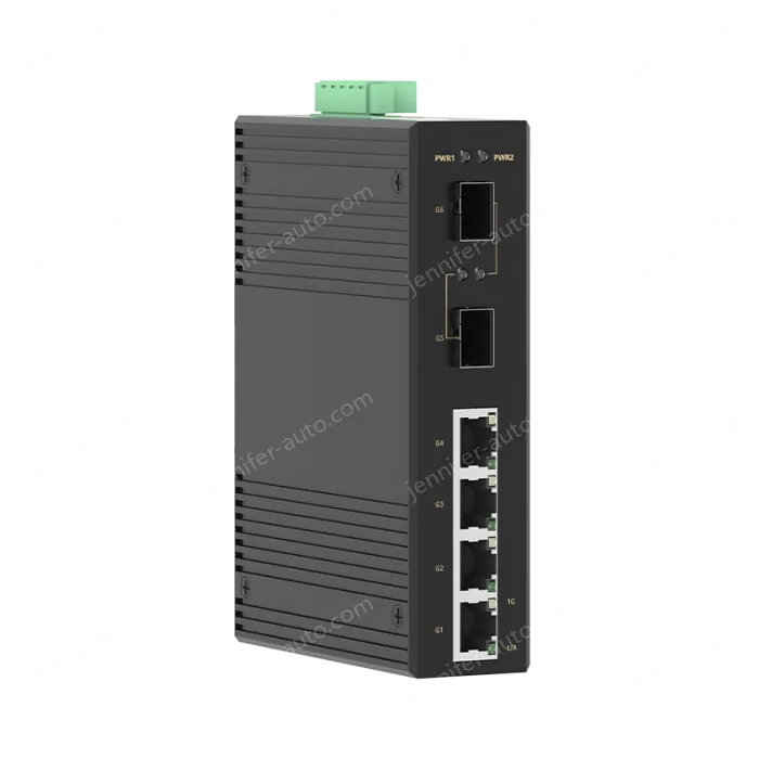 2 Ports Gigabit SFP + 4 Ports Gigabit RJ45 Din-Rail Unmanaged Industrial Ethernet Switch