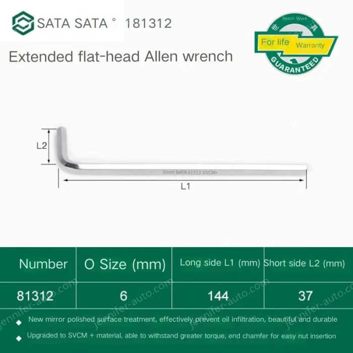 Extended flat head hex wrench 6mm 81312