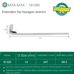 Extended flat head hex wrench 14mm 81320