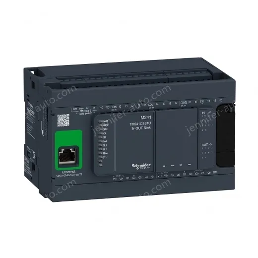 TM241CE24U logic controller, Modicon M241, 24 IO, transistor, NPN, Ethernet