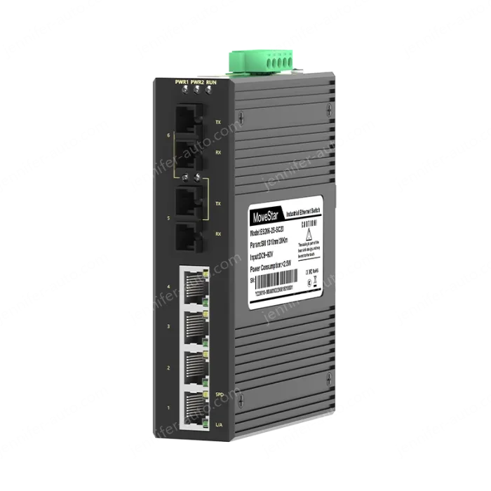 2 Ports 100M F(x) + 4 Ports 10/100M T(x) Din-Rail Unmanaged Industrial Ethernet Switch