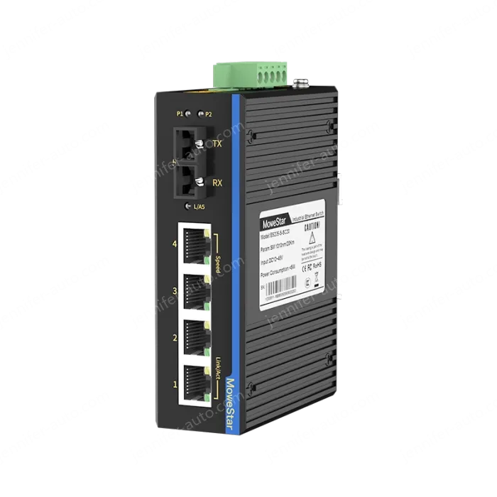 1 Port 100M F(x) + 4 Ports 10/100M T(x) Din-Rail Unmanaged Industrial Ethernet Switch