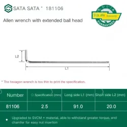 Extended ball head hex wrench 2.5mm 81106