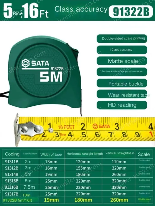 Class 1 accuracy - 5 m / 16 ft - ruler width 19mm - 91322B
