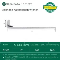 Extended flat head hex wrench 17mm 81323
