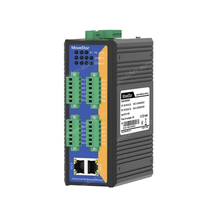 8 Ports RS232 to 2 Ports Ethernet Modbus Industrial Smart Gateway