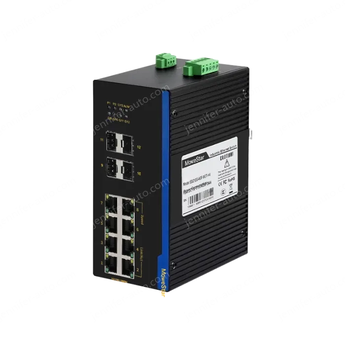 4 Ports Gigabit SFP + 8 Ports Gigabit RJ45 Din-Rail Unmanaged Industrial Ethernet Switch