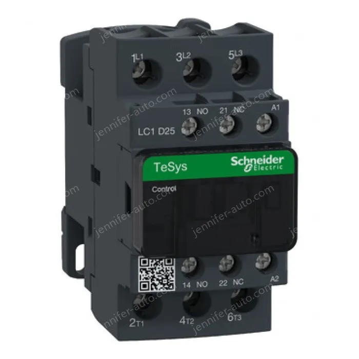 LC1D25U7 IEC contactor, TeSys Deca, nonreversing, 25A, 15HP at 480VAC, up to 100kA SCCR, 3 phase, 3 NO, 240VAC 50/60Hz coil, open