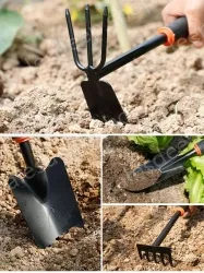 Army green five-tooth harrow